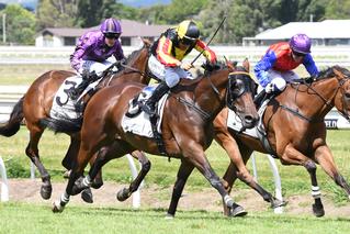 Rock On (NZ) Claiming the 2018 G3 Manawatu Cup. Photo Credit: Race Images PNth